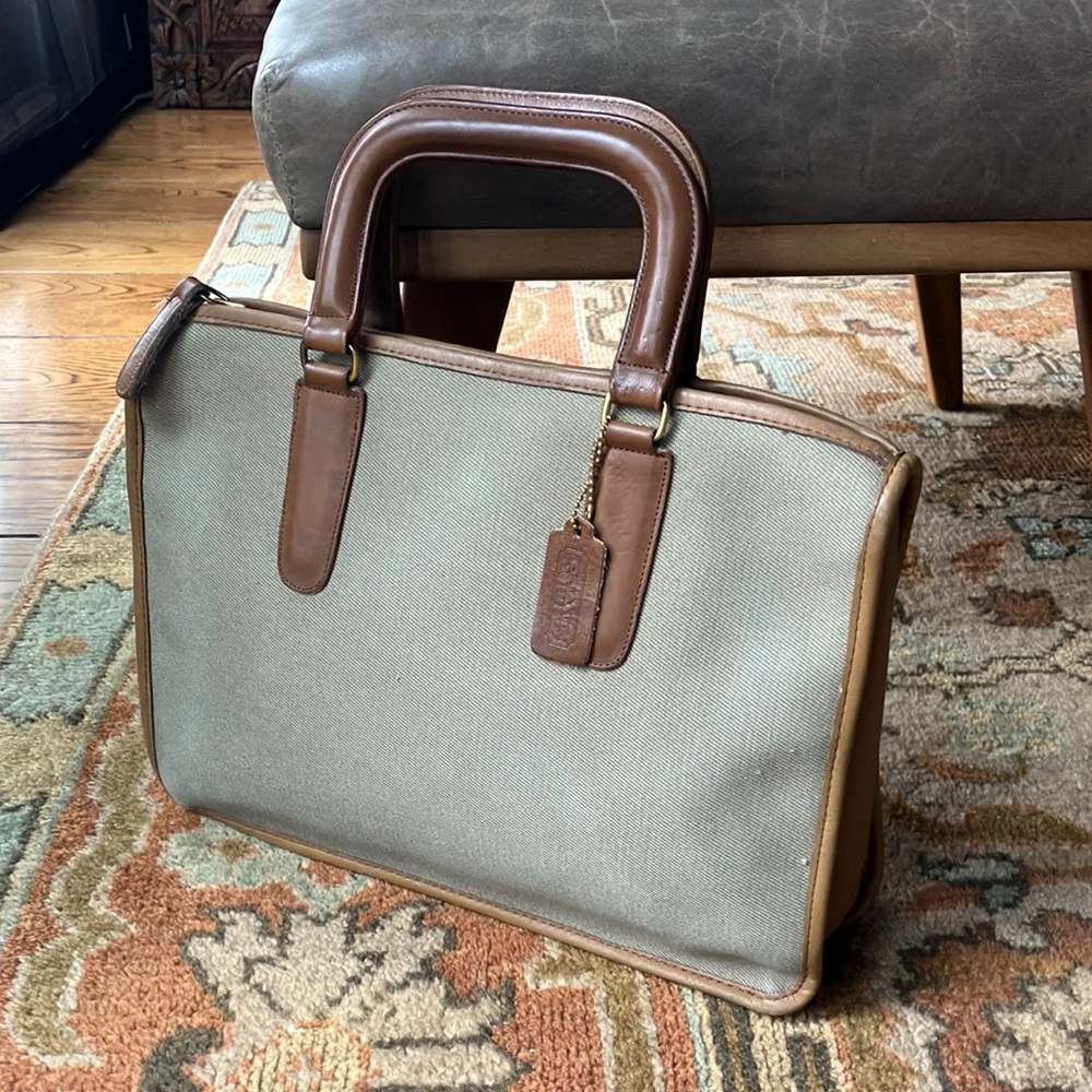 Vintage Coach Bonnie Cashin Twill And Leather Briefcase/Handbag.